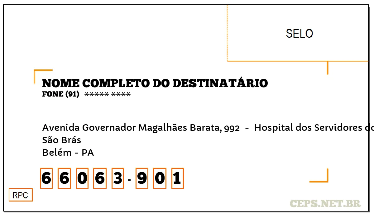 CEP BELÉM - PA, DDD 91, CEP 66063901, AVENIDA GOVERNADOR MAGALHÃES BARATA, 992 , BAIRRO SÃO BRÁS.