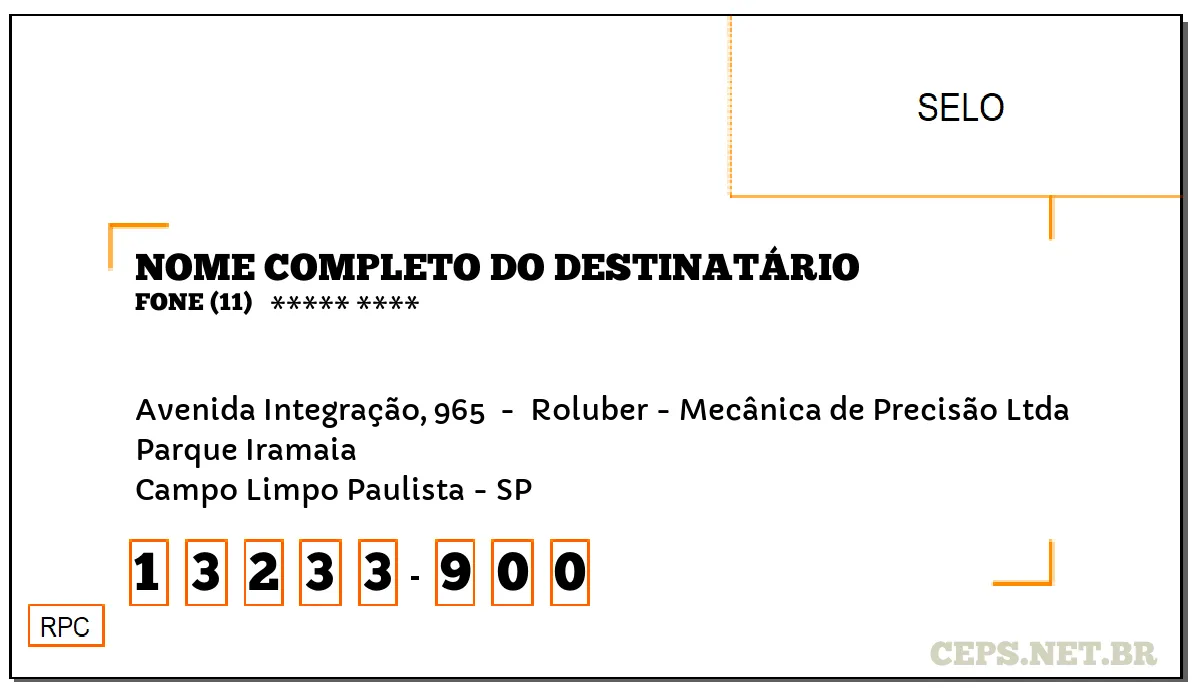 CEP CAMPO LIMPO PAULISTA - SP, DDD 11, CEP 13233900, AVENIDA INTEGRAÇÃO, 965 , BAIRRO PARQUE IRAMAIA.