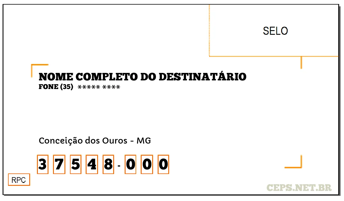 CEP CONCEIÇÃO DOS OUROS - MG, DDD 35, CEP 37548000, , BAIRRO .