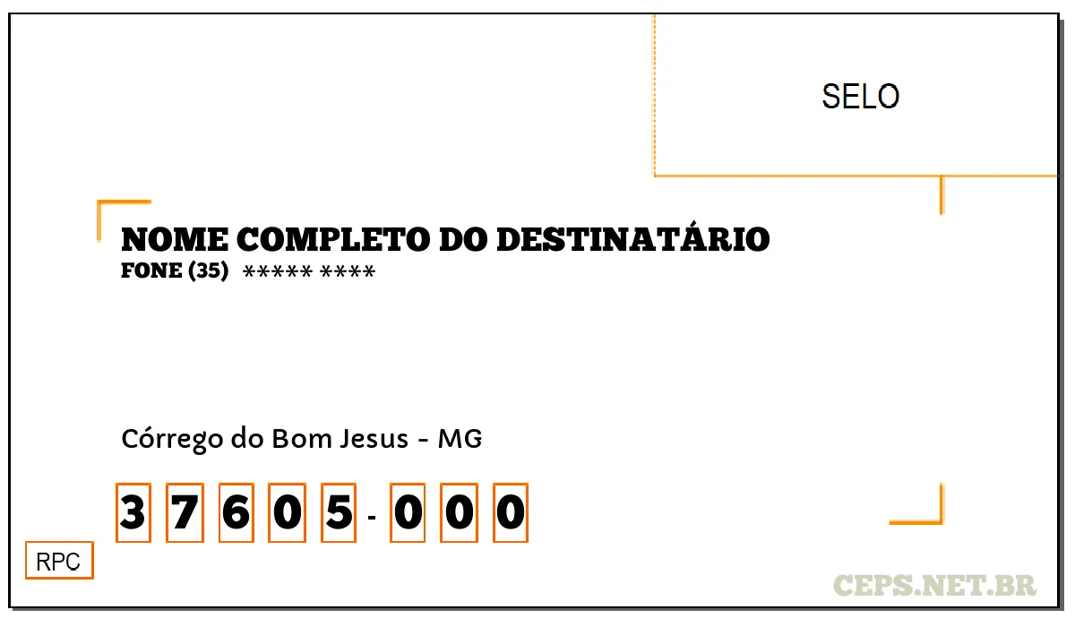 CEP CÓRREGO DO BOM JESUS - MG, DDD 35, CEP 37605000, , BAIRRO .