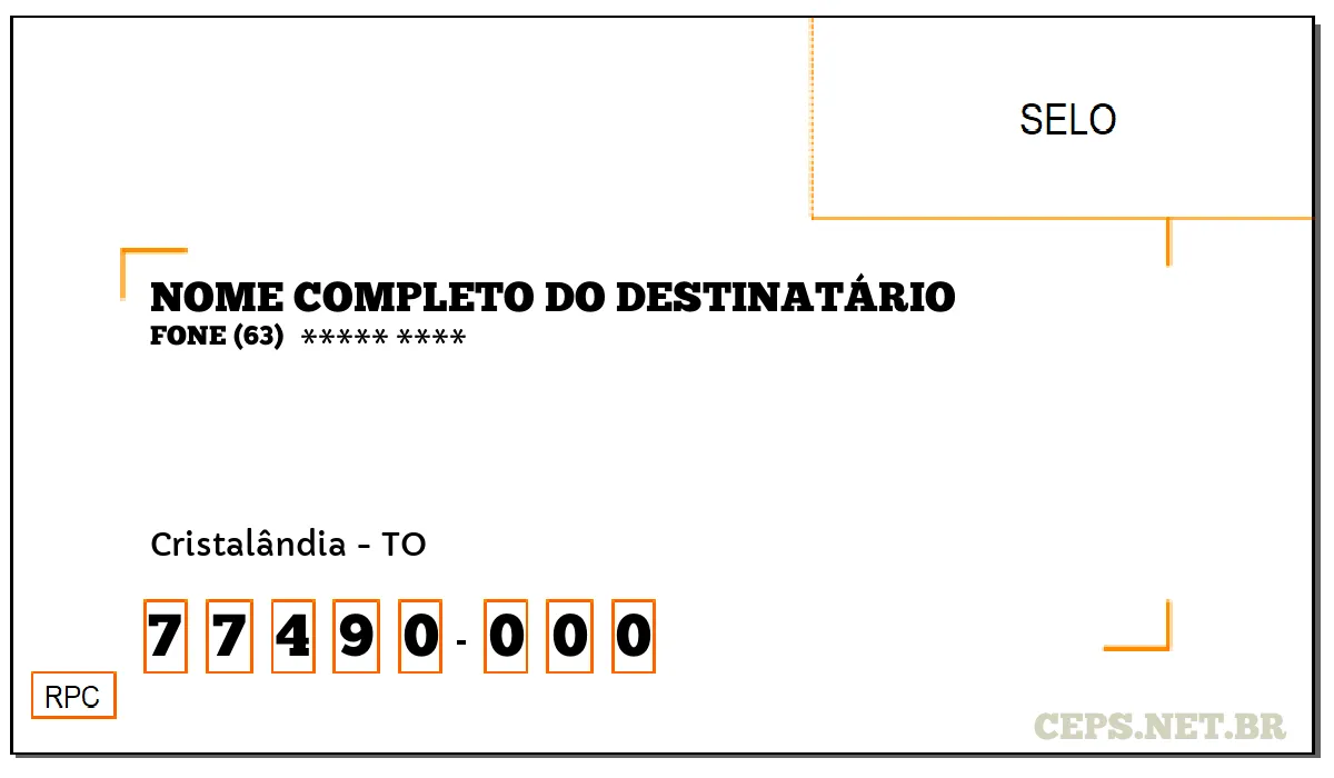 CEP CRISTALÂNDIA - TO, DDD 63, CEP 77490000, , BAIRRO .