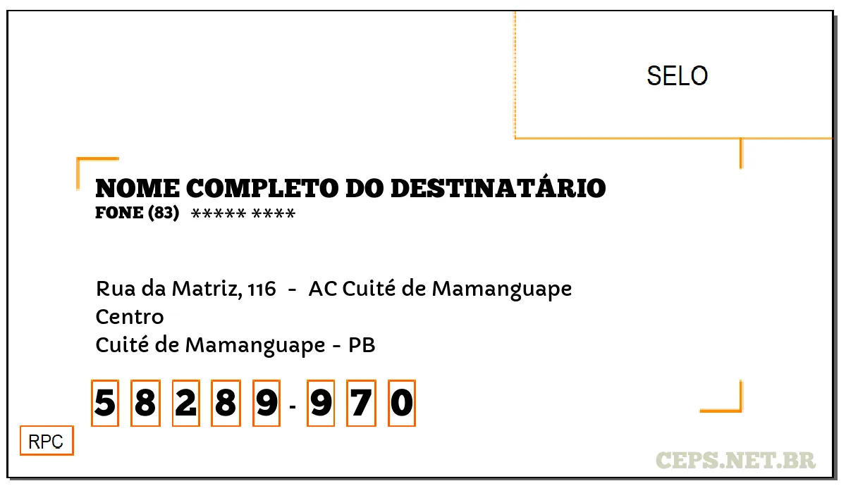 CEP CUITÉ DE MAMANGUAPE - PB, DDD 83, CEP 58289970, RUA DA MATRIZ, 116 , BAIRRO CENTRO.