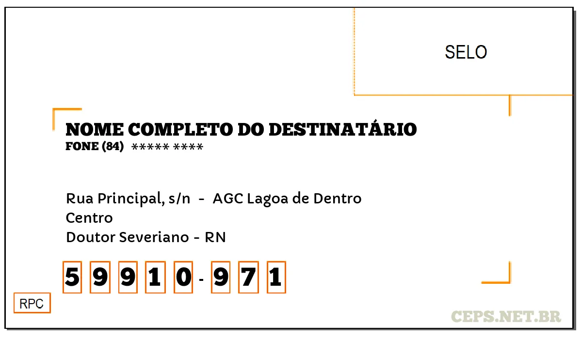 CEP DOUTOR SEVERIANO - RN, DDD 84, CEP 59910971, RUA PRINCIPAL, S/N , BAIRRO CENTRO.