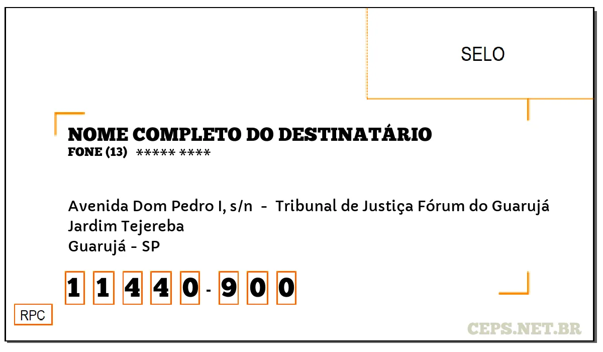 CEP GUARUJÁ - SP, DDD 13, CEP 11440900, AVENIDA DOM PEDRO I, S/N , BAIRRO JARDIM TEJEREBA.