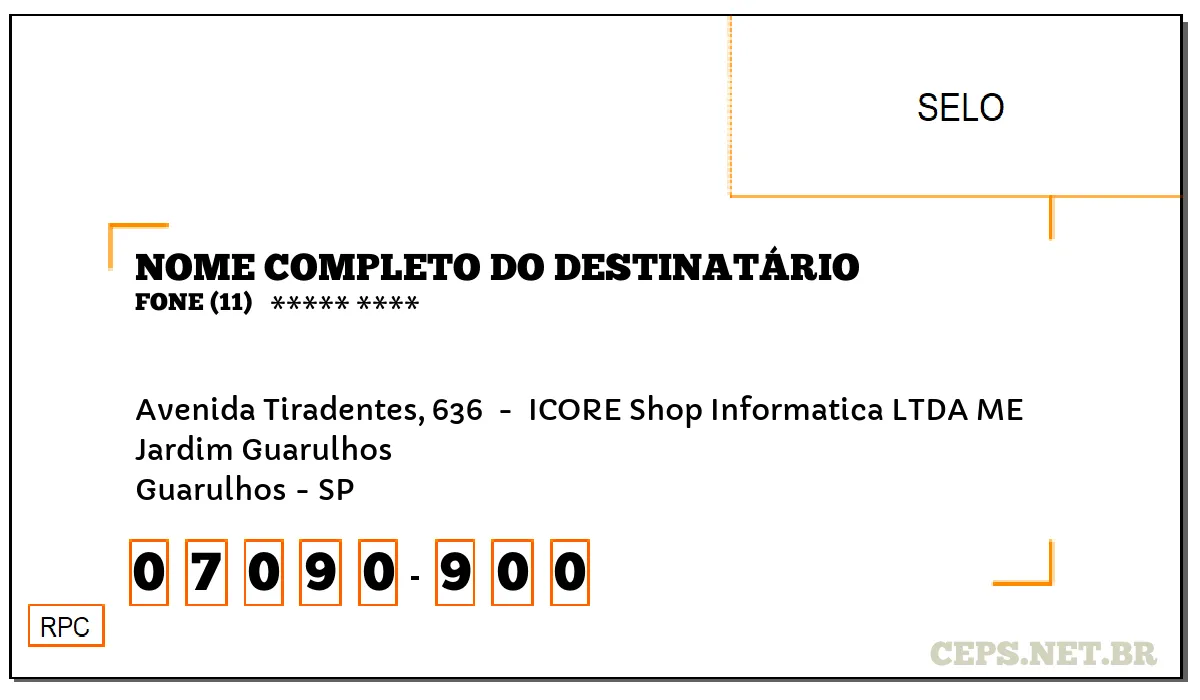 CEP GUARULHOS - SP, DDD 11, CEP 07090900, AVENIDA TIRADENTES, 636 , BAIRRO JARDIM GUARULHOS.