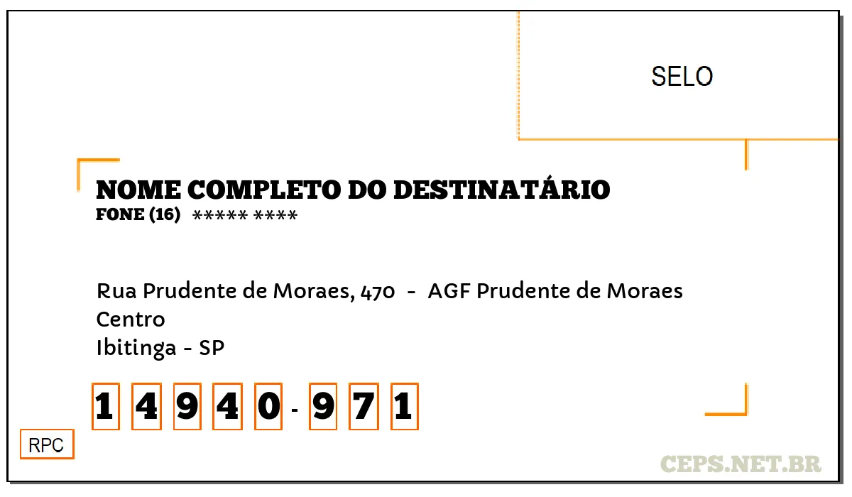 CEP IBITINGA - SP, DDD 16, CEP 14940971, RUA PRUDENTE DE MORAES, 470 , BAIRRO CENTRO.