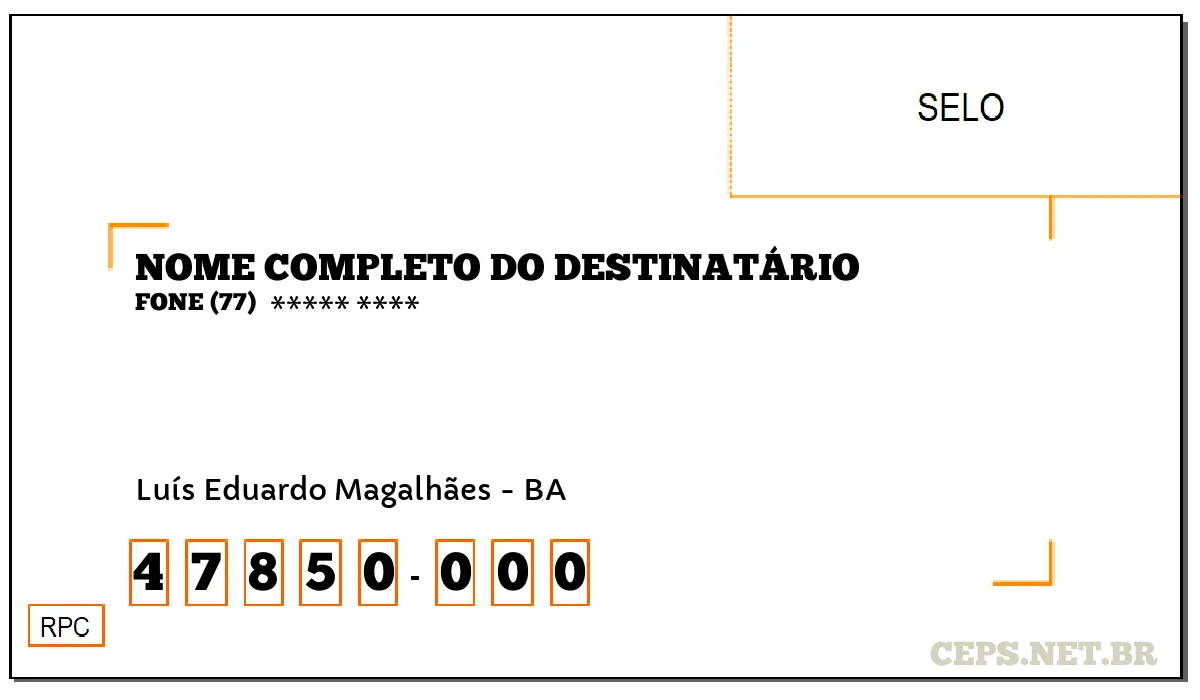 CEP LUÍS EDUARDO MAGALHÃES - BA, DDD 77, CEP 47850000, , BAIRRO .