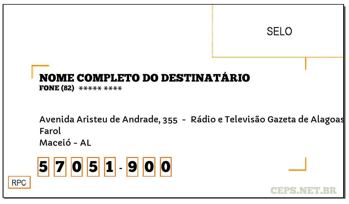 CEP MACEIÓ - AL, DDD 82, CEP 57051900, AVENIDA ARISTEU DE ANDRADE, 355 , BAIRRO FAROL.
