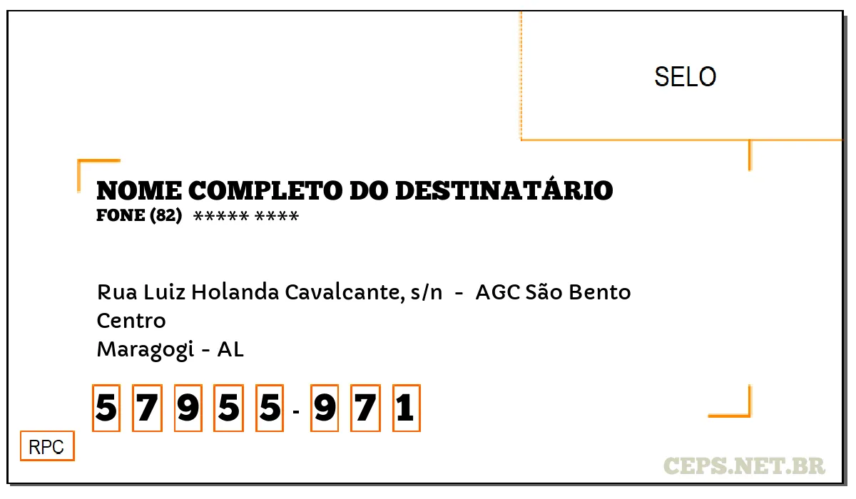 CEP MARAGOGI - AL, DDD 82, CEP 57955971, RUA LUIZ HOLANDA CAVALCANTE, S/N , BAIRRO CENTRO.