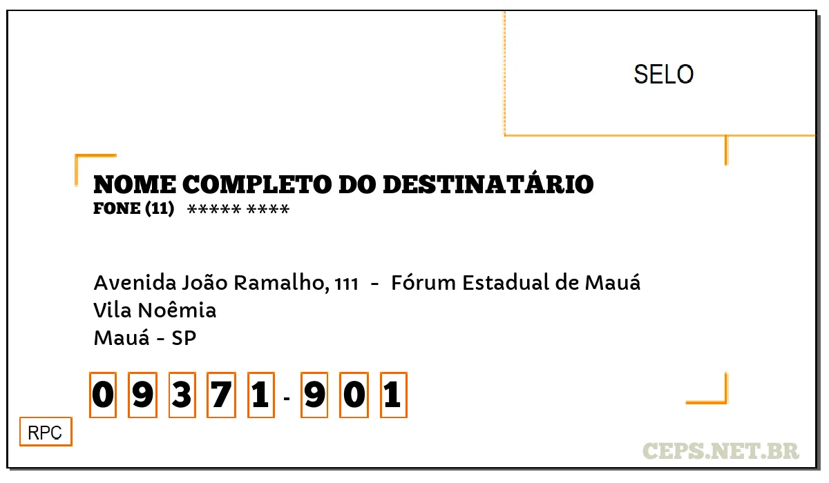 CEP MAUÁ - SP, DDD 11, CEP 09371901, AVENIDA JOÃO RAMALHO, 111 , BAIRRO VILA NOÊMIA.