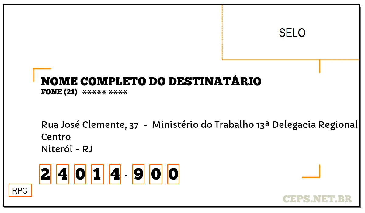 CEP NITERÓI - RJ, DDD 21, CEP 24014900, RUA JOSÉ CLEMENTE, 37 , BAIRRO CENTRO.