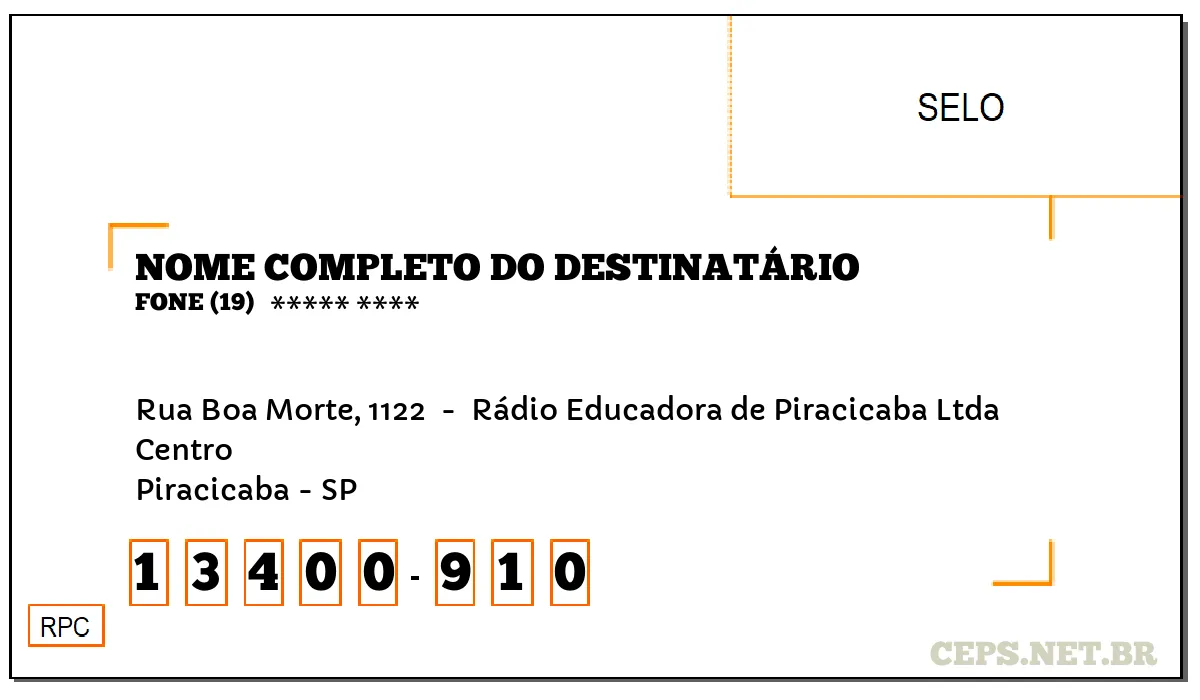 CEP PIRACICABA - SP, DDD 19, CEP 13400910, RUA BOA MORTE, 1122 , BAIRRO CENTRO.