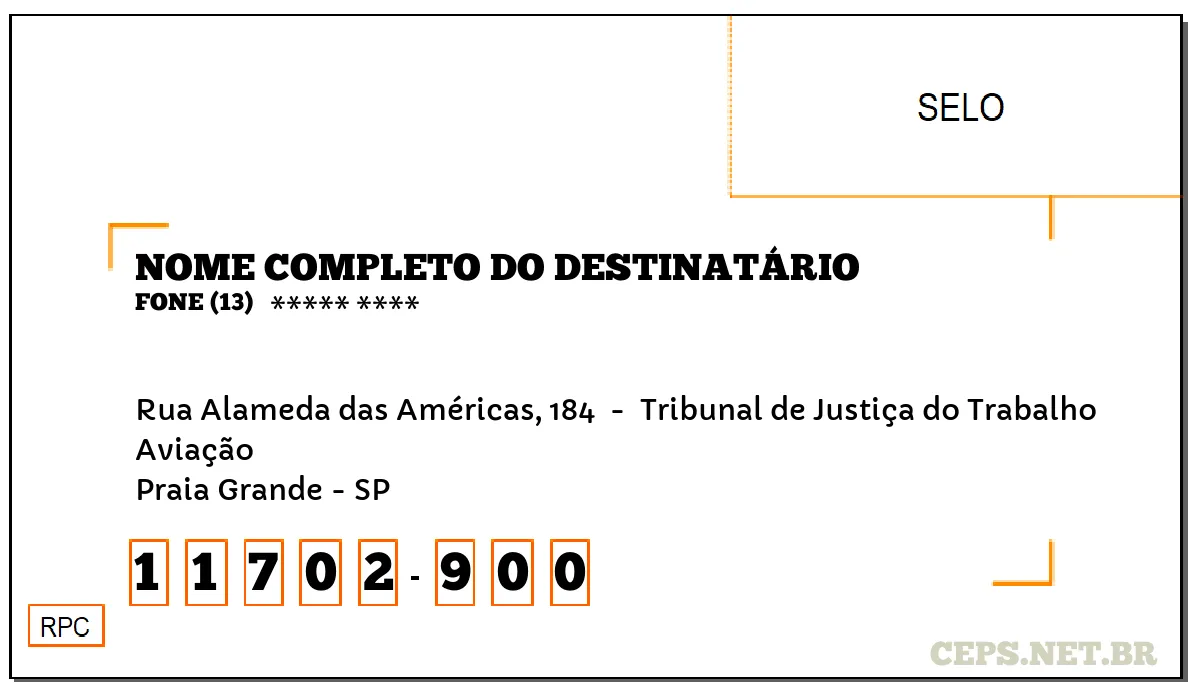 CEP PRAIA GRANDE - SP, DDD 13, CEP 11702900, RUA ALAMEDA DAS AMÉRICAS, 184 , BAIRRO AVIAÇÃO.