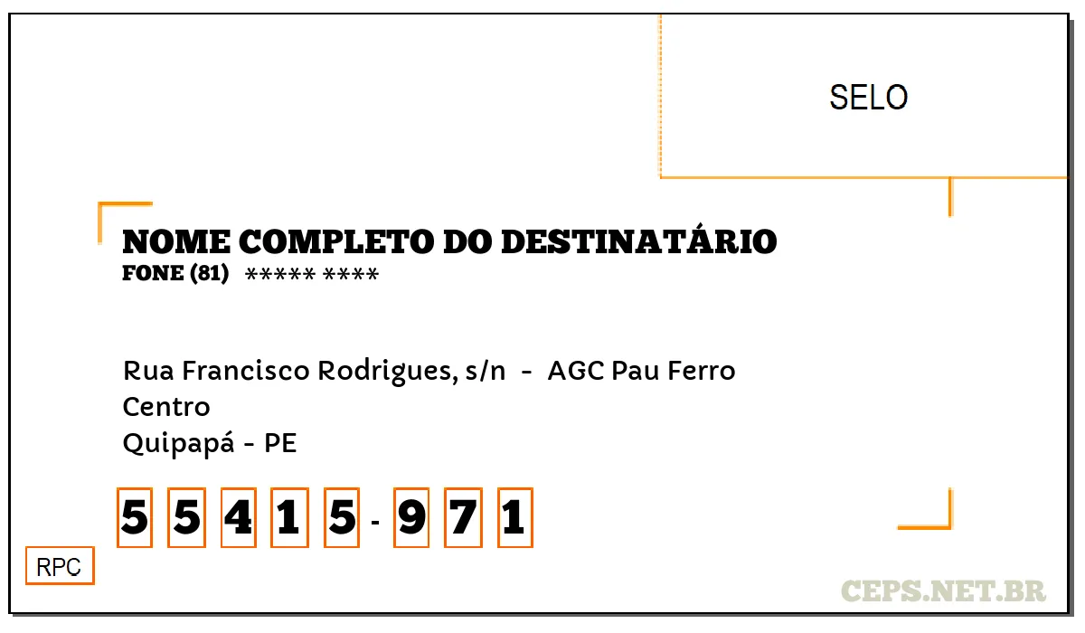 CEP QUIPAPÁ - PE, DDD 81, CEP 55415971, RUA FRANCISCO RODRIGUES, S/N , BAIRRO CENTRO.