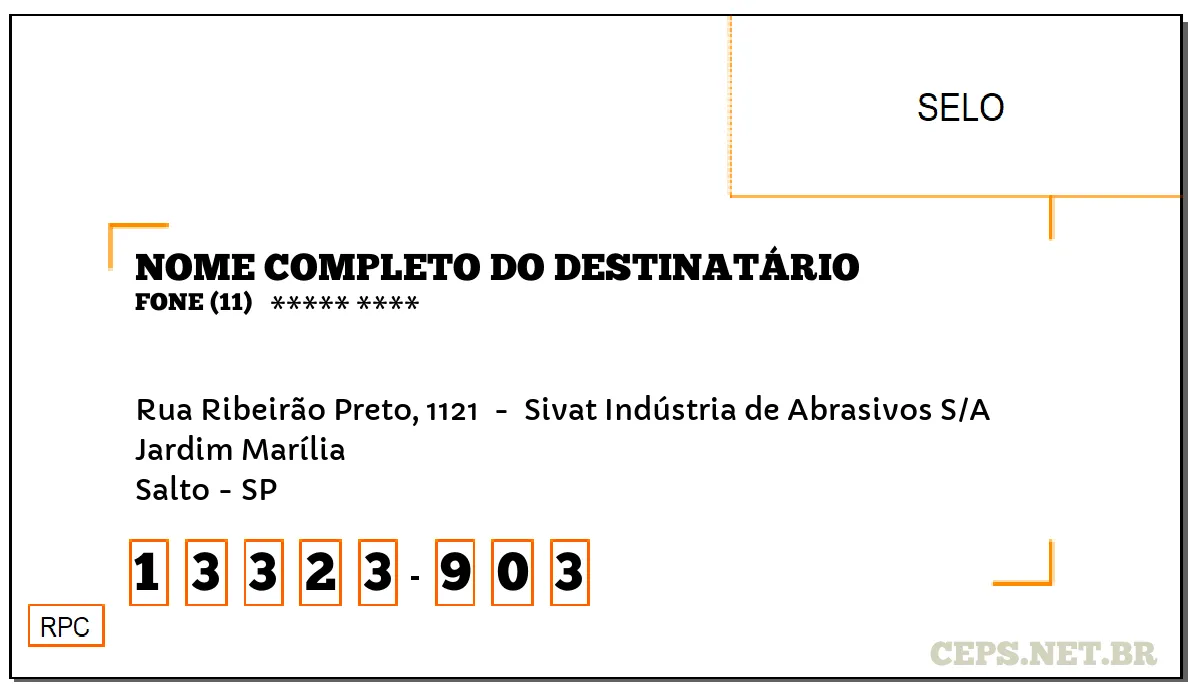 CEP SALTO - SP, DDD 11, CEP 13323903, RUA RIBEIRÃO PRETO, 1121 , BAIRRO JARDIM MARÍLIA.