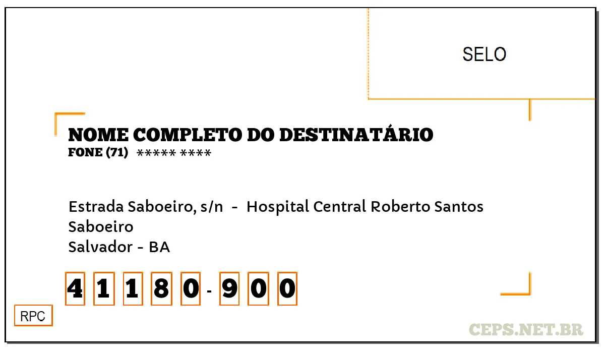 CEP SALVADOR - BA, DDD 71, CEP 41180900, ESTRADA SABOEIRO, S/N , BAIRRO SABOEIRO.