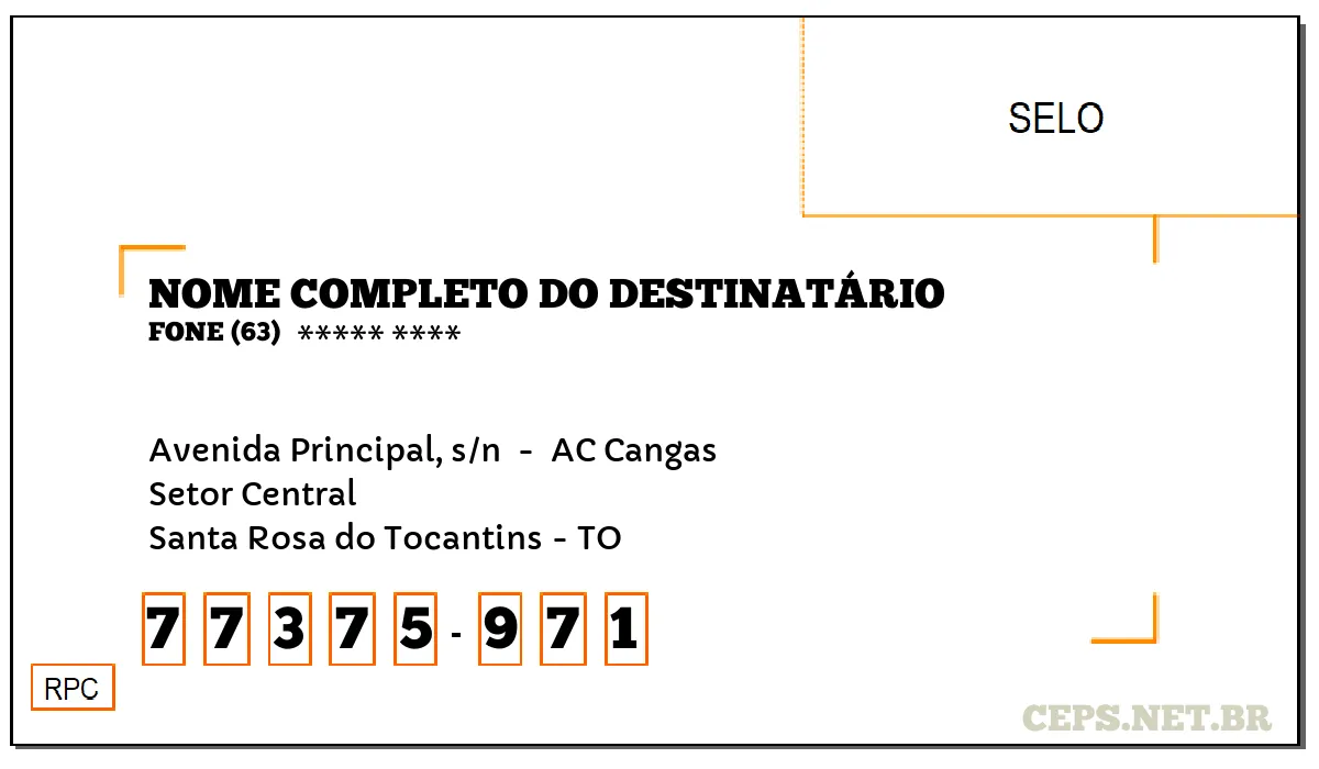 CEP SANTA ROSA DO TOCANTINS - TO, DDD 63, CEP 77375971, AVENIDA PRINCIPAL, S/N , BAIRRO SETOR CENTRAL.