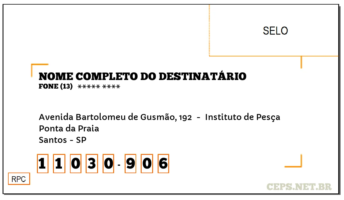 CEP SANTOS - SP, DDD 13, CEP 11030906, AVENIDA BARTOLOMEU DE GUSMÃO, 192 , BAIRRO PONTA DA PRAIA.