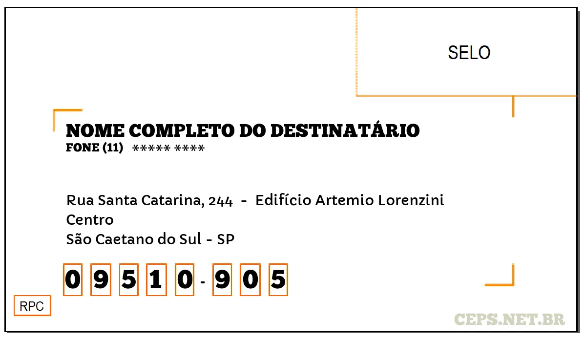 CEP SÃO CAETANO DO SUL - SP, DDD 11, CEP 09510905, RUA SANTA CATARINA, 244 , BAIRRO CENTRO.