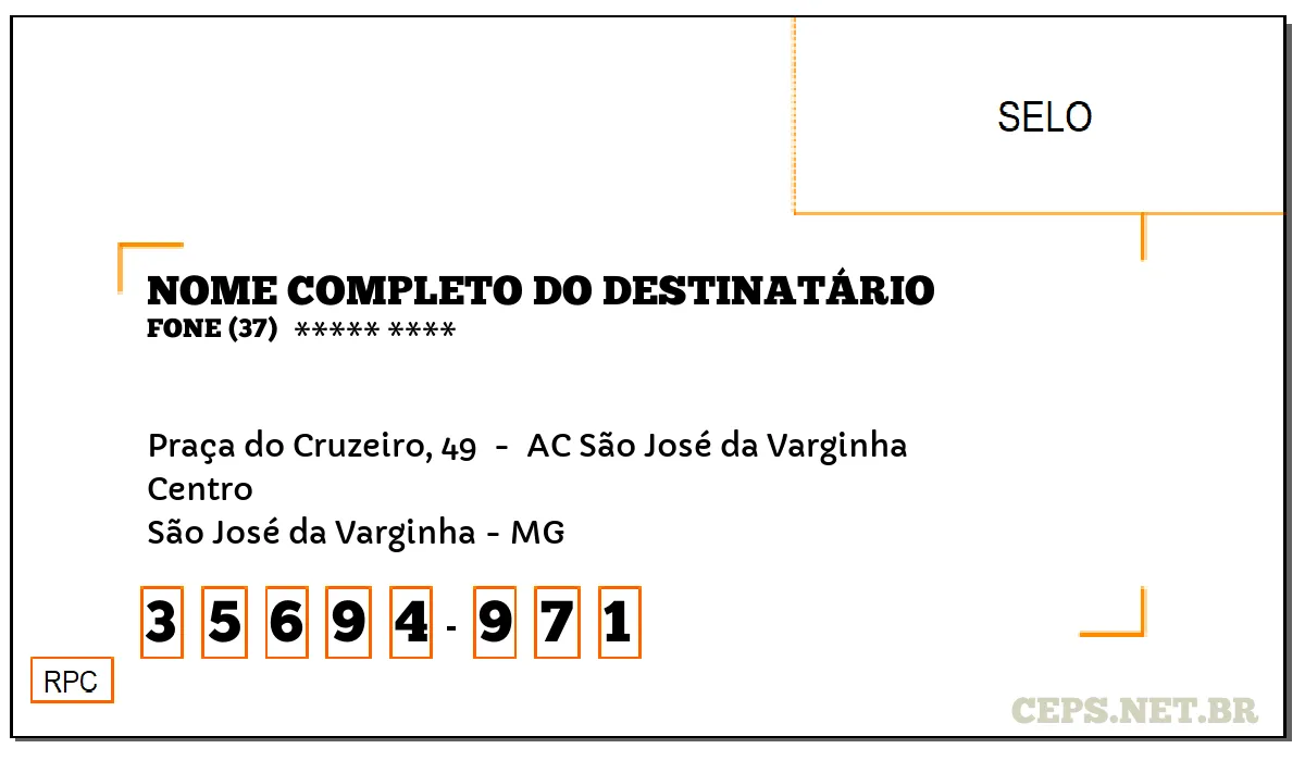 CEP SÃO JOSÉ DA VARGINHA - MG, DDD 37, CEP 35694971, PRAÇA DO CRUZEIRO, 49 , BAIRRO CENTRO.