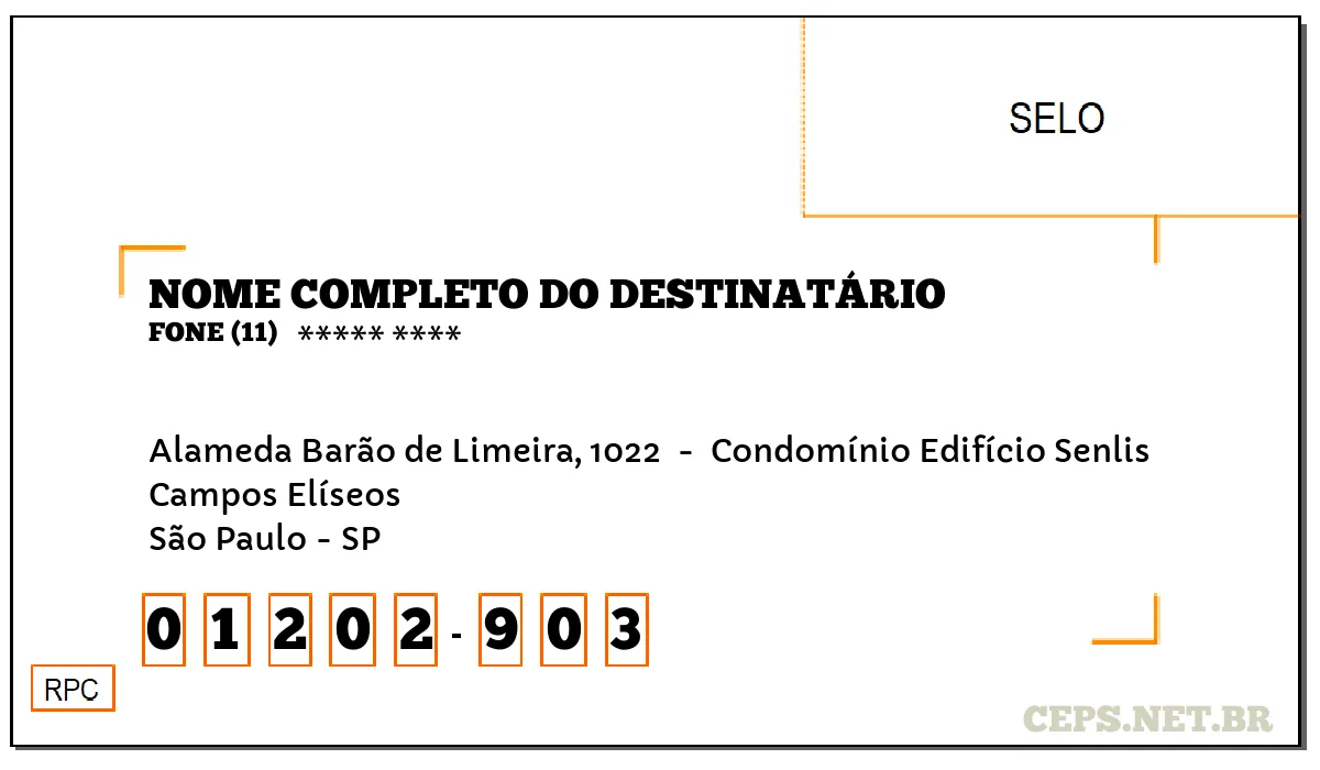 CEP SÃO PAULO - SP, DDD 11, CEP 01202903, ALAMEDA BARÃO DE LIMEIRA, 1022 , BAIRRO CAMPOS ELÍSEOS.