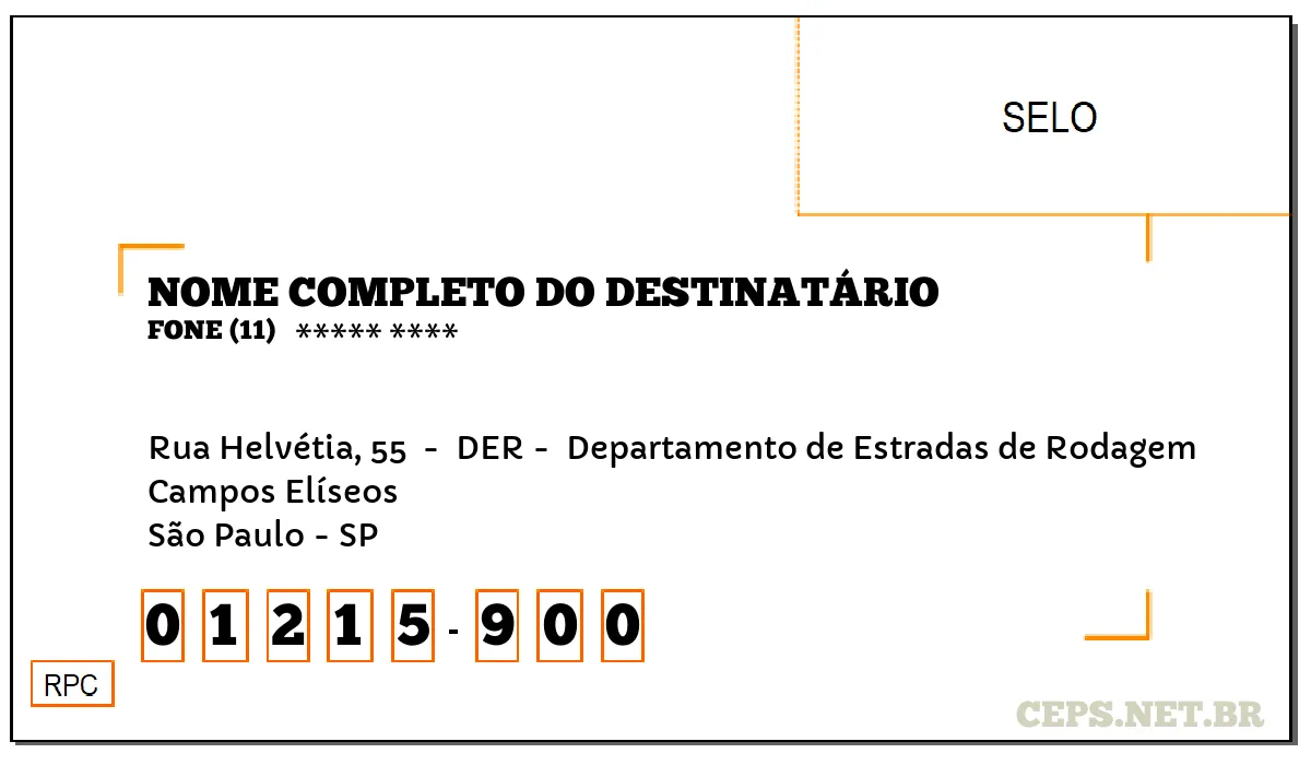 CEP SÃO PAULO - SP, DDD 11, CEP 01215900, RUA HELVÉTIA, 55 , BAIRRO CAMPOS ELÍSEOS.