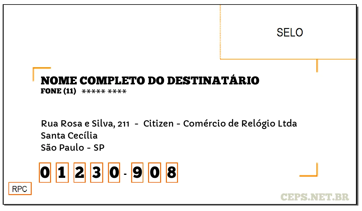 CEP SÃO PAULO - SP, DDD 11, CEP 01230908, RUA ROSA E SILVA, 211 , BAIRRO SANTA CECÍLIA.