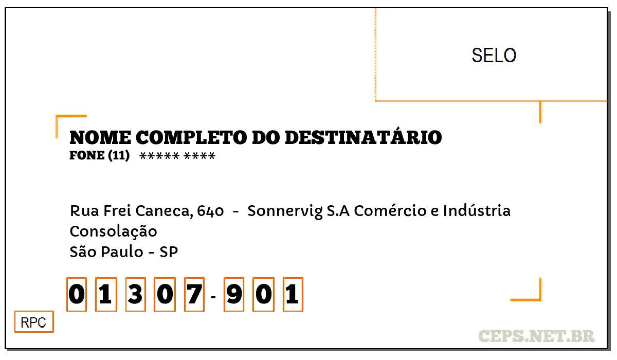 CEP SÃO PAULO - SP, DDD 11, CEP 01307901, RUA FREI CANECA, 640 , BAIRRO CONSOLAÇÃO.