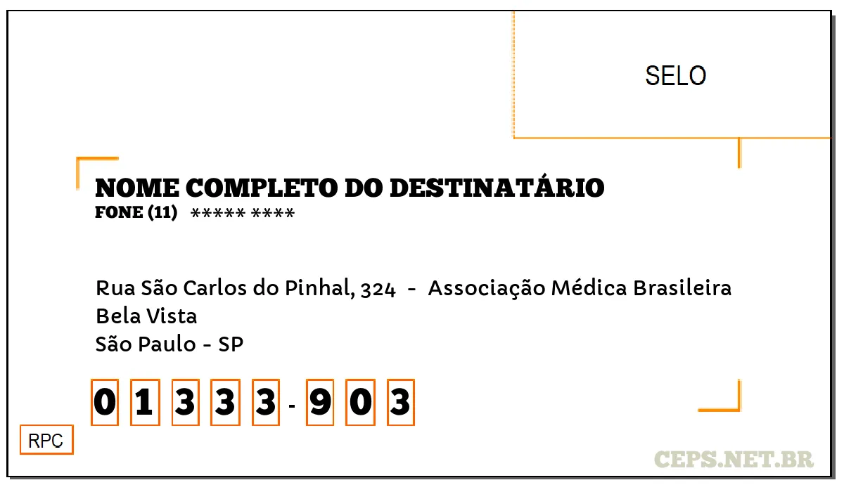 CEP SÃO PAULO - SP, DDD 11, CEP 01333903, RUA SÃO CARLOS DO PINHAL, 324 , BAIRRO BELA VISTA.