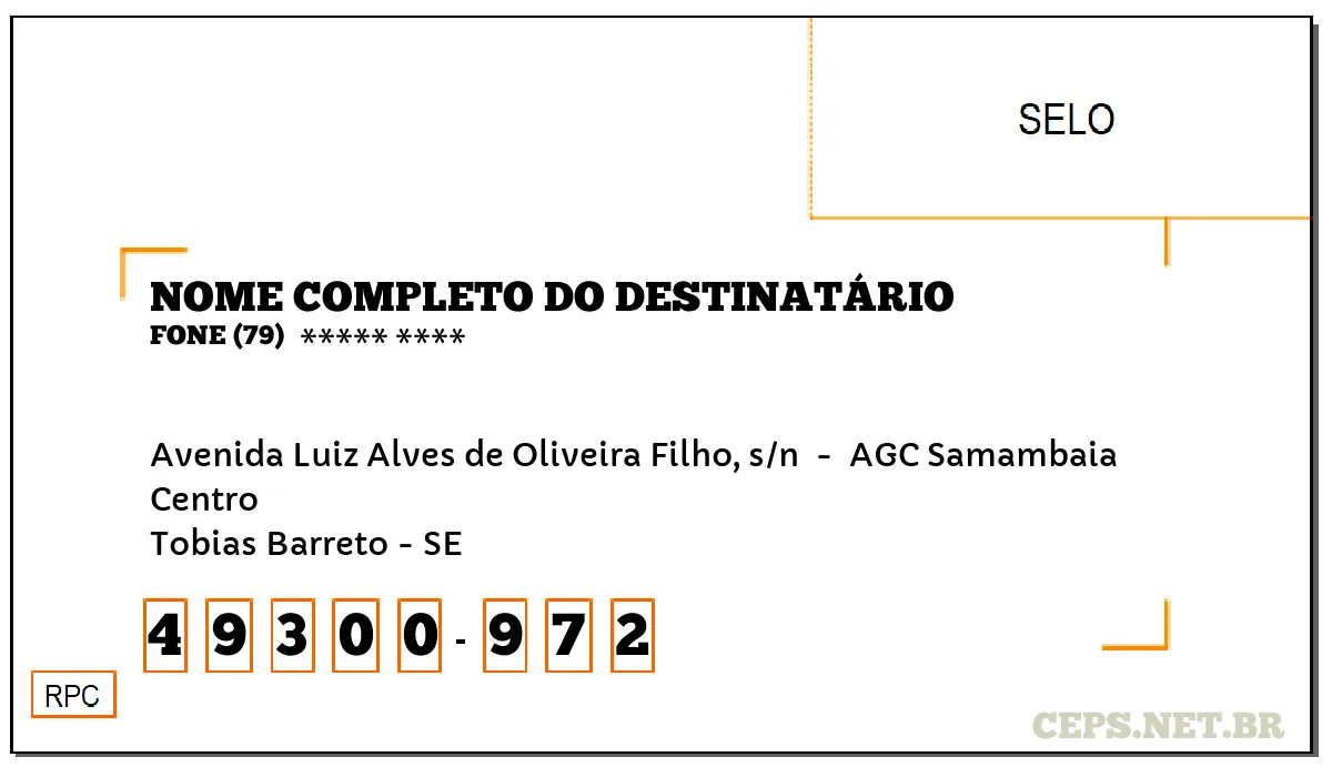 CEP TOBIAS BARRETO - SE, DDD 79, CEP 49300972, AVENIDA LUIZ ALVES DE OLIVEIRA FILHO, S/N , BAIRRO CENTRO.